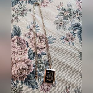 Antique letter B onyx necklace